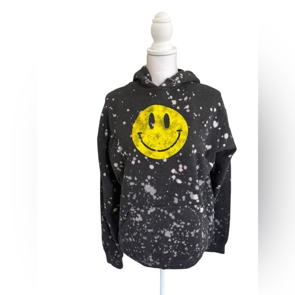 Black Hoodie with Yellow Smiley Face - Picture 1 of 7